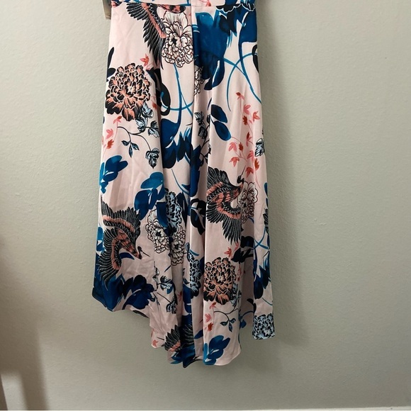 Eliza J Floral Flutter High Low Faux Wrap Dress Floral Exotic Birds Feminine 8 - Picture 13 of 15